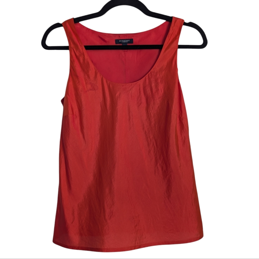 Burberry London Orange Silk Sleeveless Blouse Small